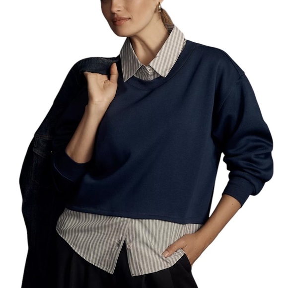 Anthropologie Tops - Anthropologie Maeve Layered Oversized Twofer Sweatshirt